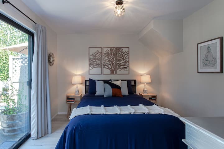 The Heron's Nest, or the primary bedroom, is garden-side. It's the perfect escape, complete with a large walk-in closet, and ensuite bath with shower.