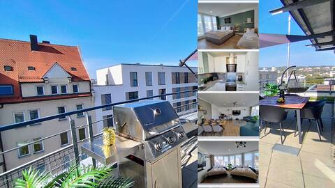 Ulm penthouse for 7|workplace|terrace|grill|Wii