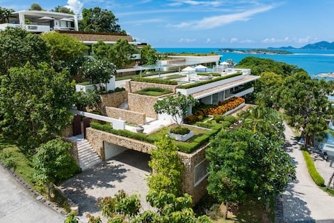 Modernism and vintage Thai art on coastal hillside