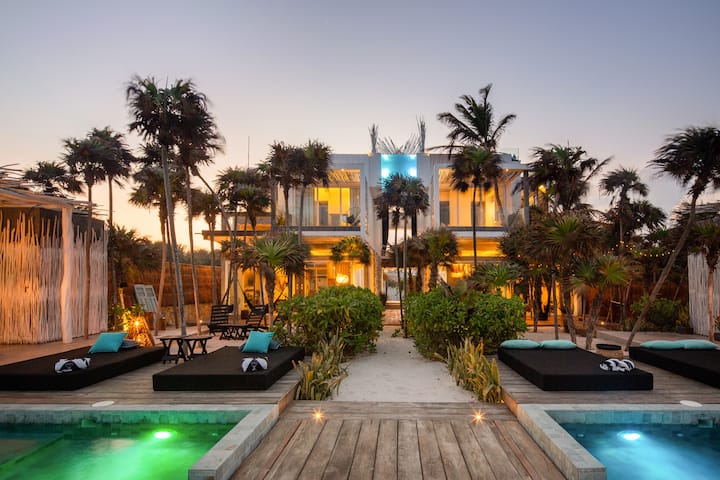 Beachfront Tulum Estate • Chef, Starlink & Staff