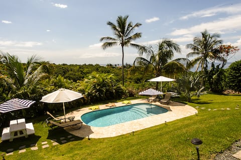 Walk to Sandy Beach from a Hilltop Villa with a Pool