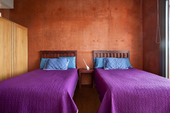 მე-2 საძინებელი, 2 ორადგილიანი საწოლი, აივნით რევოლუციის ძეგლისკენ