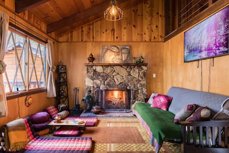 Tibetan Theme Cozy Cabin Surrounded by Pine Trees