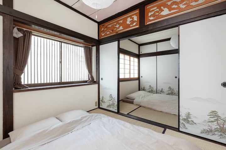 Double(140*200) mattress bed in each Tatami room on 2nd floor.
You can keep privacy if you closed slide door for each tatami room