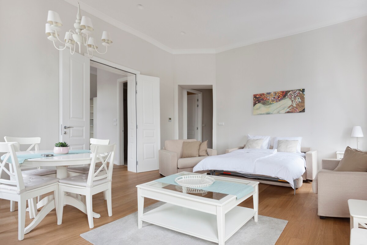 Living room and possibility of sleeping on a very comfortable couch