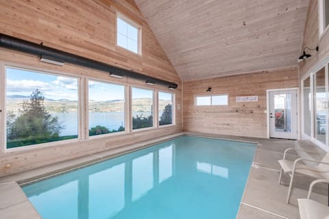 Private indoor pool, hot tub & lake views