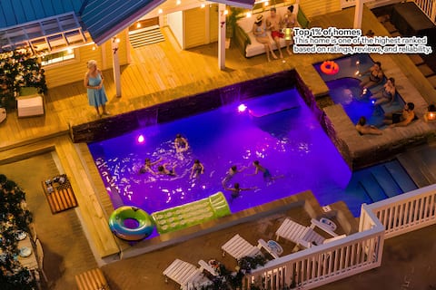 3min walk to private beach, saltwater spa & pool