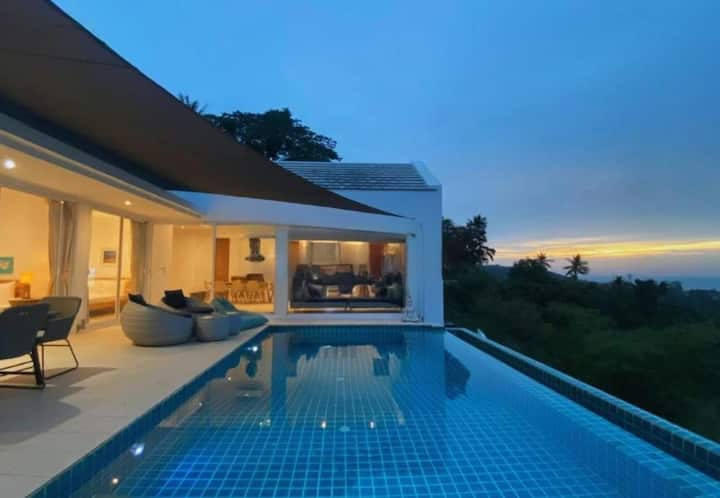 Sunset Seaview Hillside Villa W/ Infinity Pool - Ko Samui, Island
