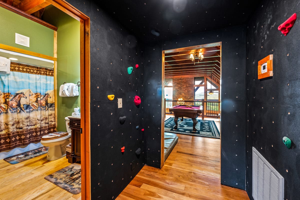 Rock Wall Hallway at Majestica Lodge