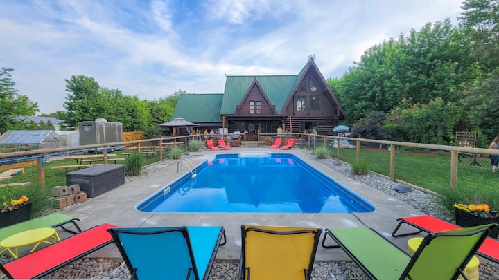Log Cabin Bliss with Pool-Perfect for Groups