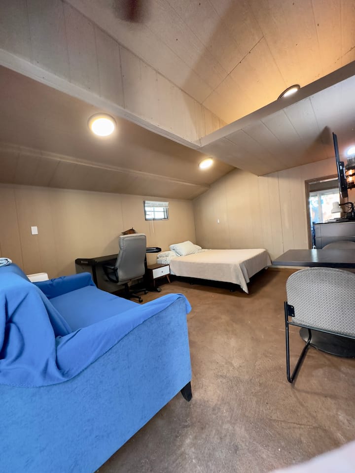 Camera con letto queen-size queen-size e divano letto estraibile.