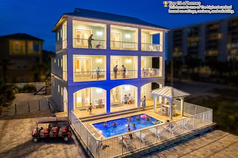 Sleeps 25/Gulf views/Salt pool/Across bch/GolfCart