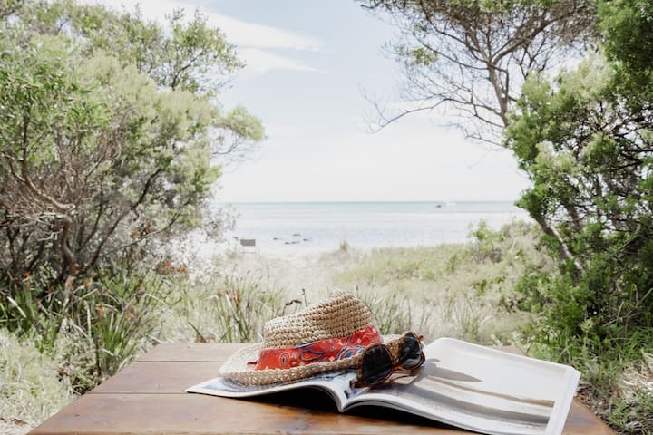 The Leaning tree – Blue Beach House with Beach Box