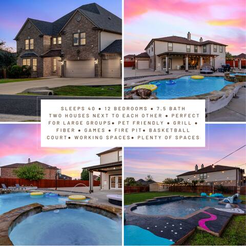 Sleeps 40 | Two Houses Two Pools 2x the Fun!