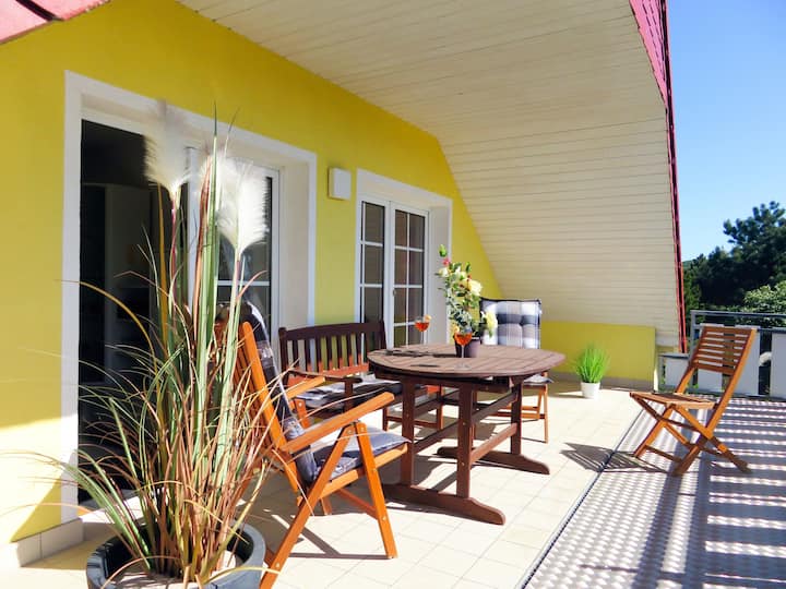 Ferienhaus Honigtopf Fewo 02: Balkon, Ausblick - Lohme