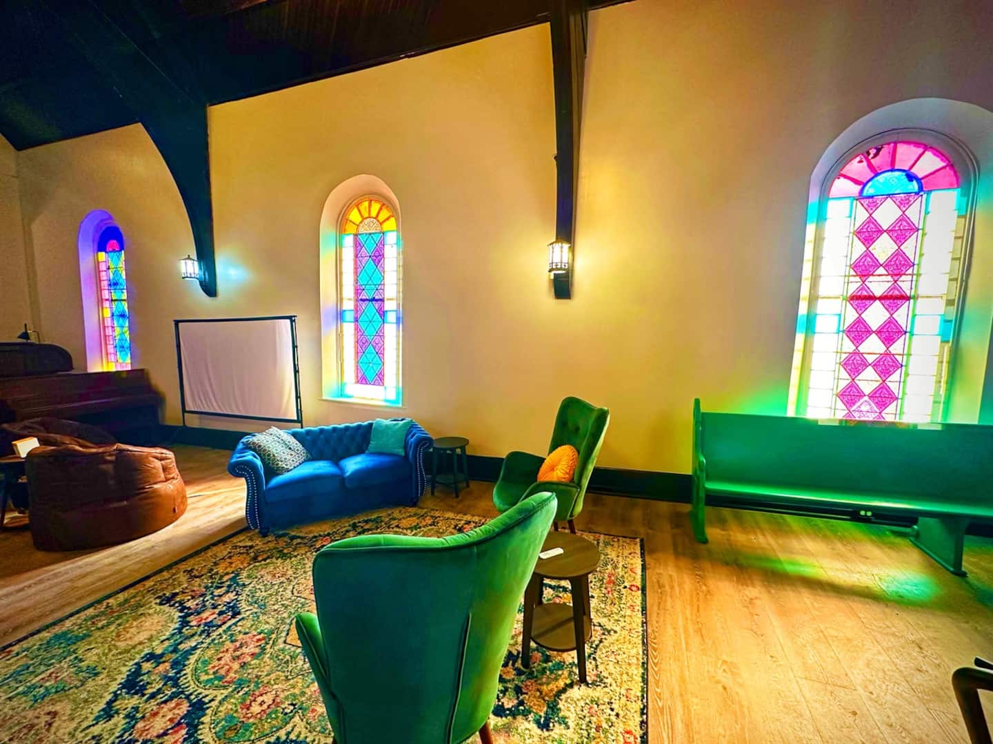 Sanctuary 1890 interior with stained glass