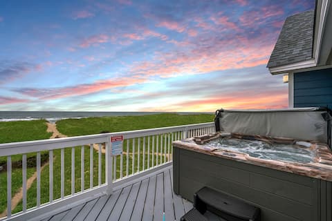 Oceanfront 6BR Pool, 2 Hot Tub Private Beach Games