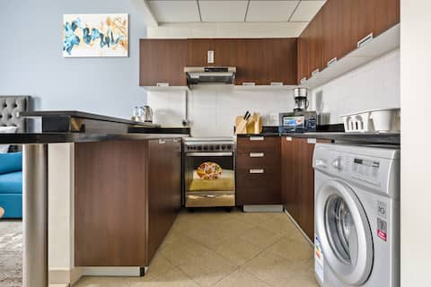 Popular Airbnb listing: Modern Studio • Sports City | Pool & City Views in Al Hebiah Fourth