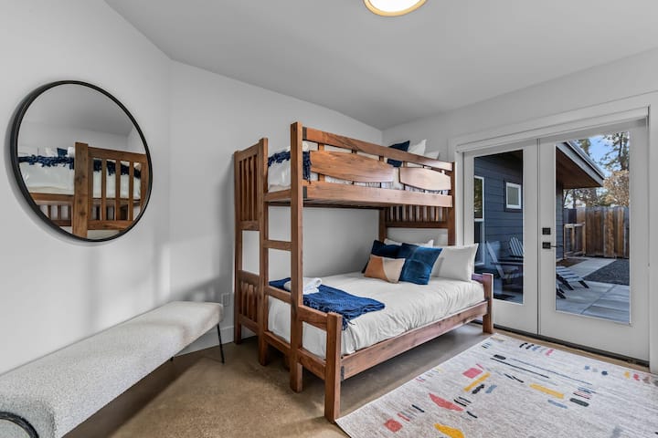 Bunk room. Twin XL over Full XL

Access to side yard area from bedroom