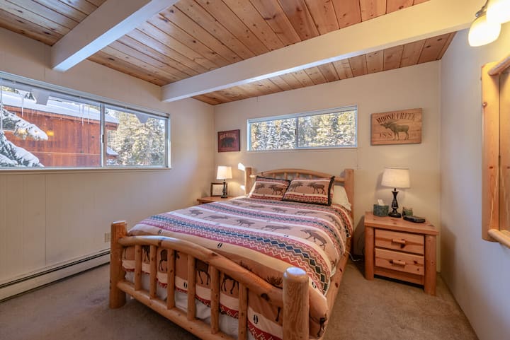 Queen Bedroom on 2nd floor with rustic furnishings