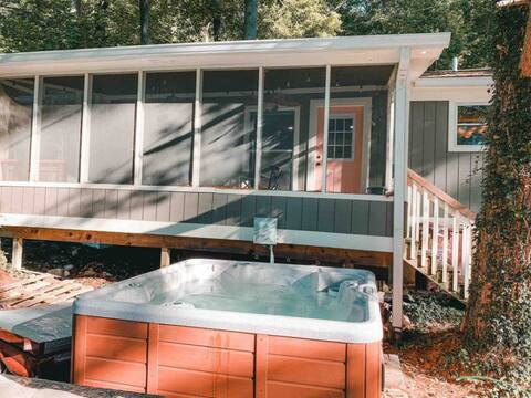 Two lakefront cabins next door