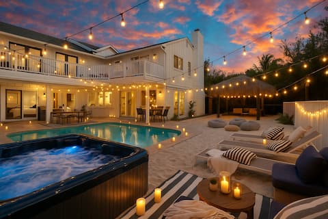 Beachfront Oasis w/ Htd Pool Cinema Game-Room Tiki