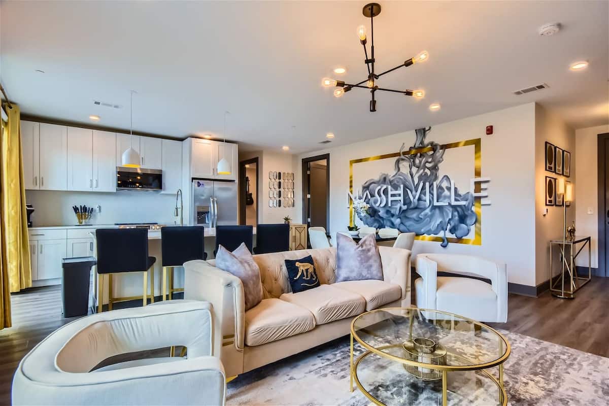 Living room with smart TV