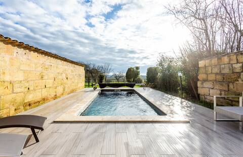 Vacation home with swimming pool and vineyard view