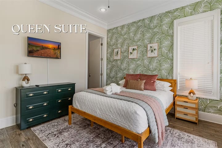 Modern bedroom with luxurious amenities for a restful stay
