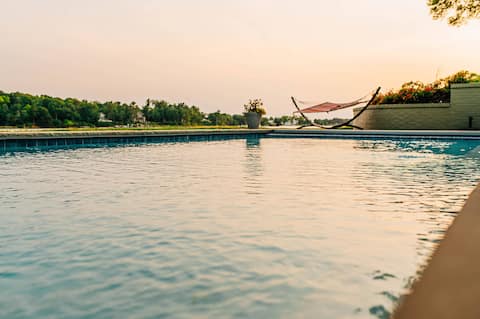 Irvington Waterfront: Pool, Dock & Sunset Views