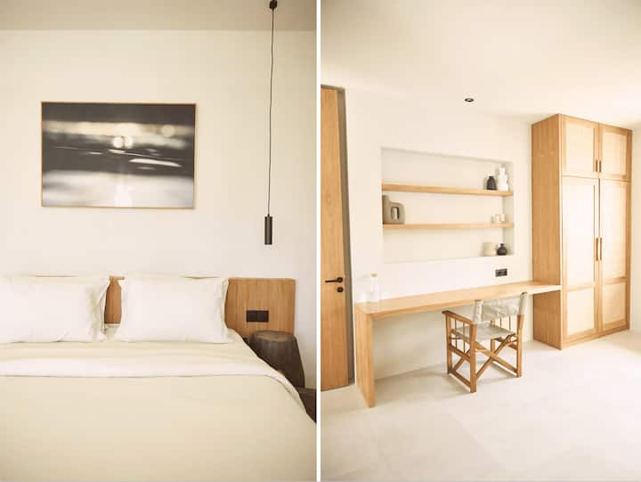 King size bed with a working area