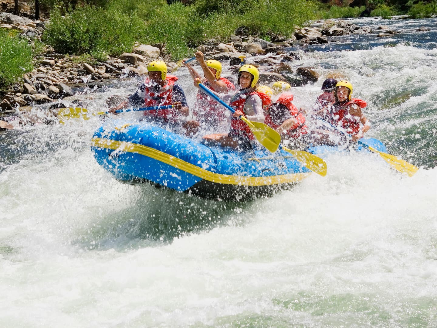If your group wants a bigger adventure, whitewater rafting nearby will get everyone's adrenaline up before dinner