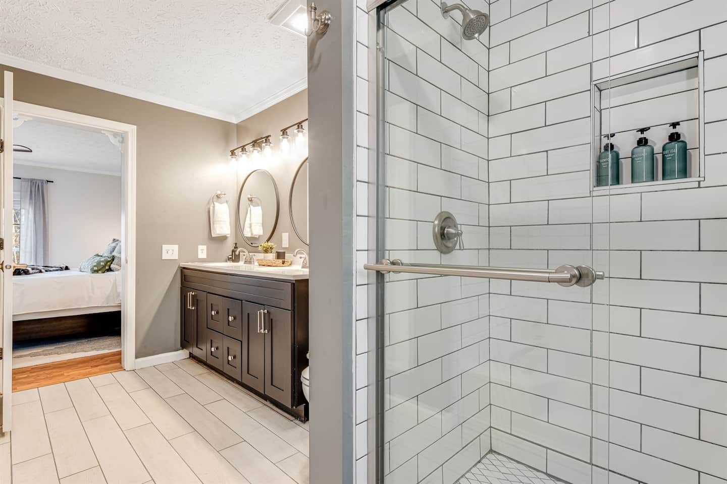 Step into the walk-in shower and you'll find everything already stocked; shampoo, conditioner, body wash, done
