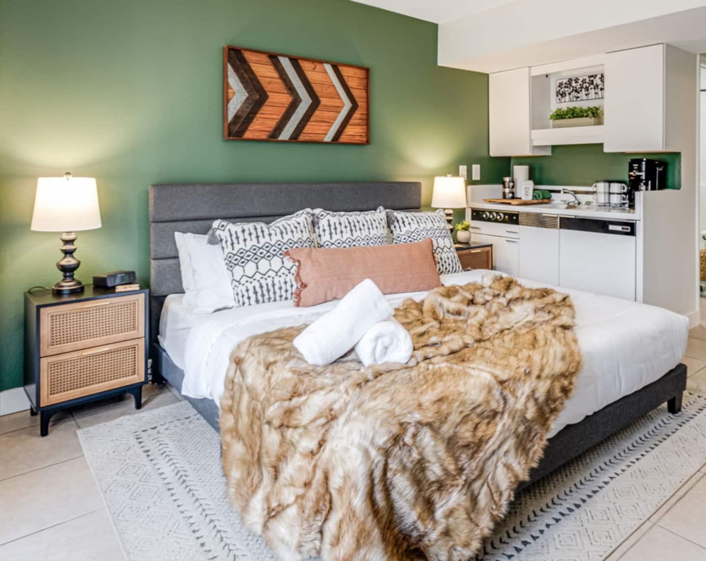 Head downstairs to the second master suite when you want a little separation from the group
