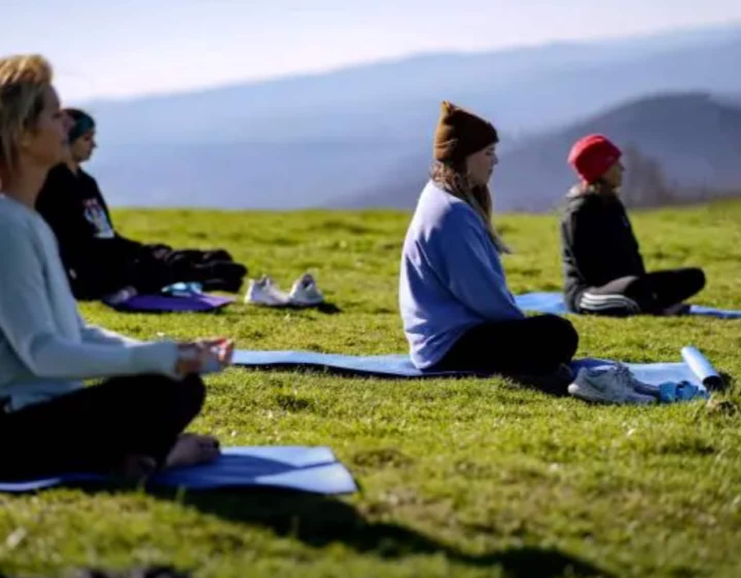 Start a morning with mountaintop yoga before the rest of the group even wakes up