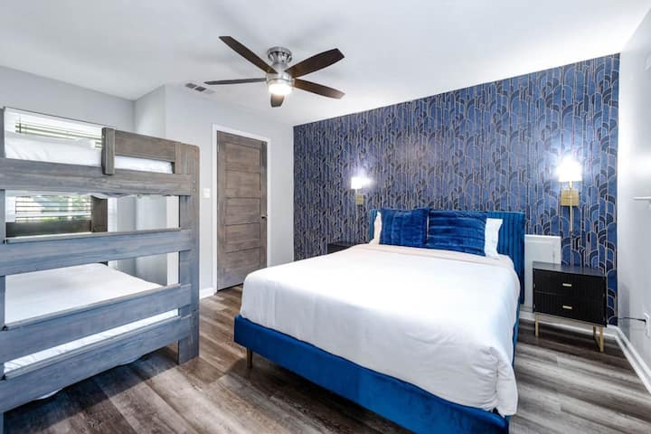 Blue hues for two: a tranquil haven for rest and relaxation.