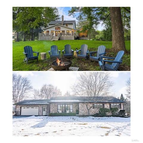 NEW: Two Riverfront Homes. Sleeps 12. Walk to Town