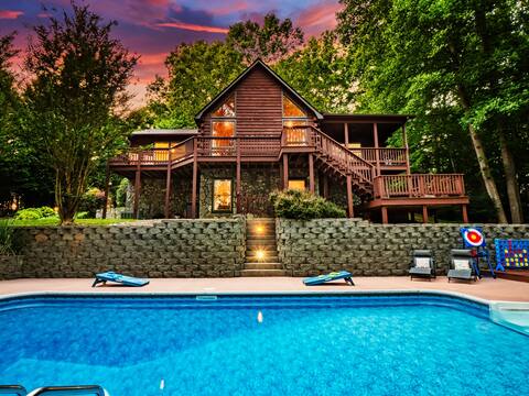 Luxe Riverfront Cabin:  Pool; Hot Tub; Disc Golf