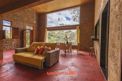 Stone house in Serra Negra with mountain view