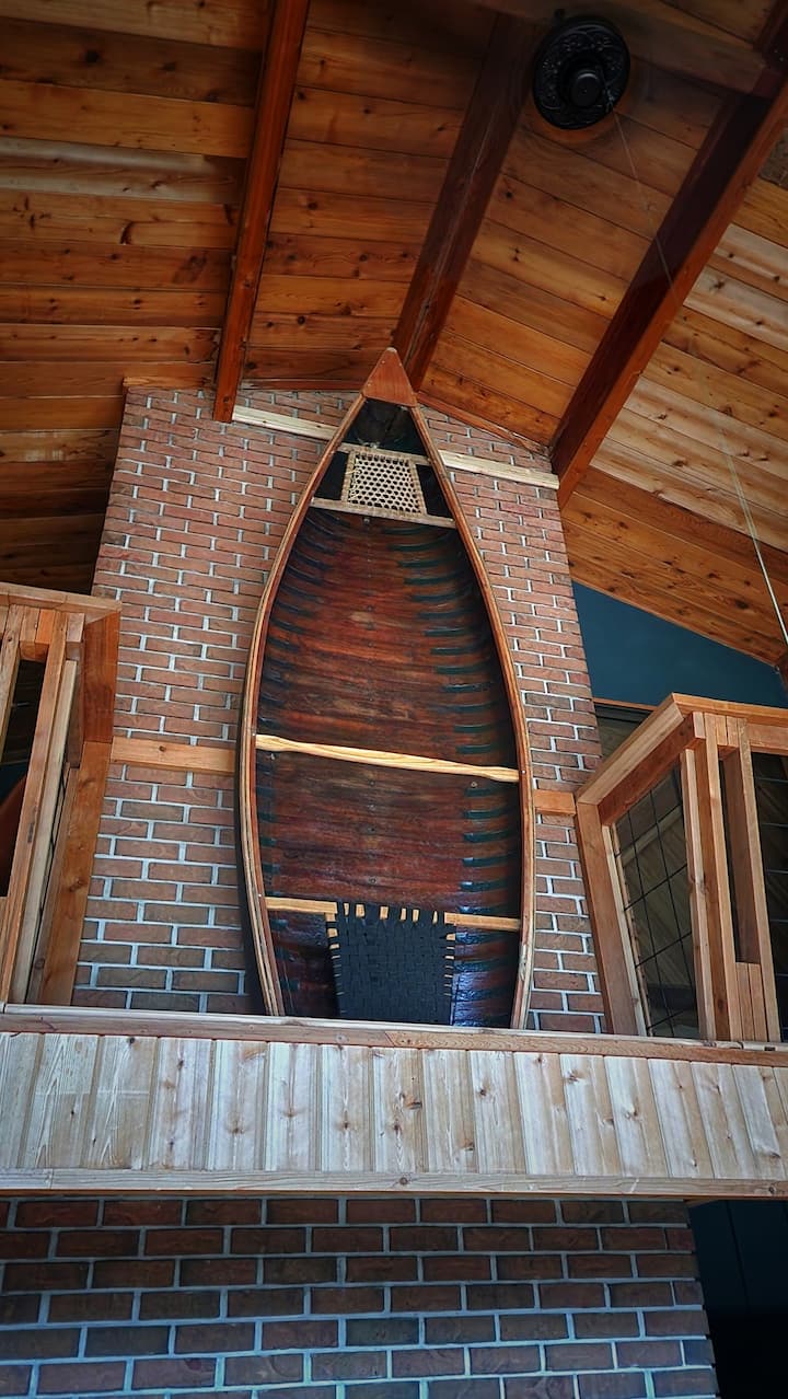 Keuka means "Canoe Landing" so we thought it fitting to have a canoe mounted on the fireplace in the Living Room.