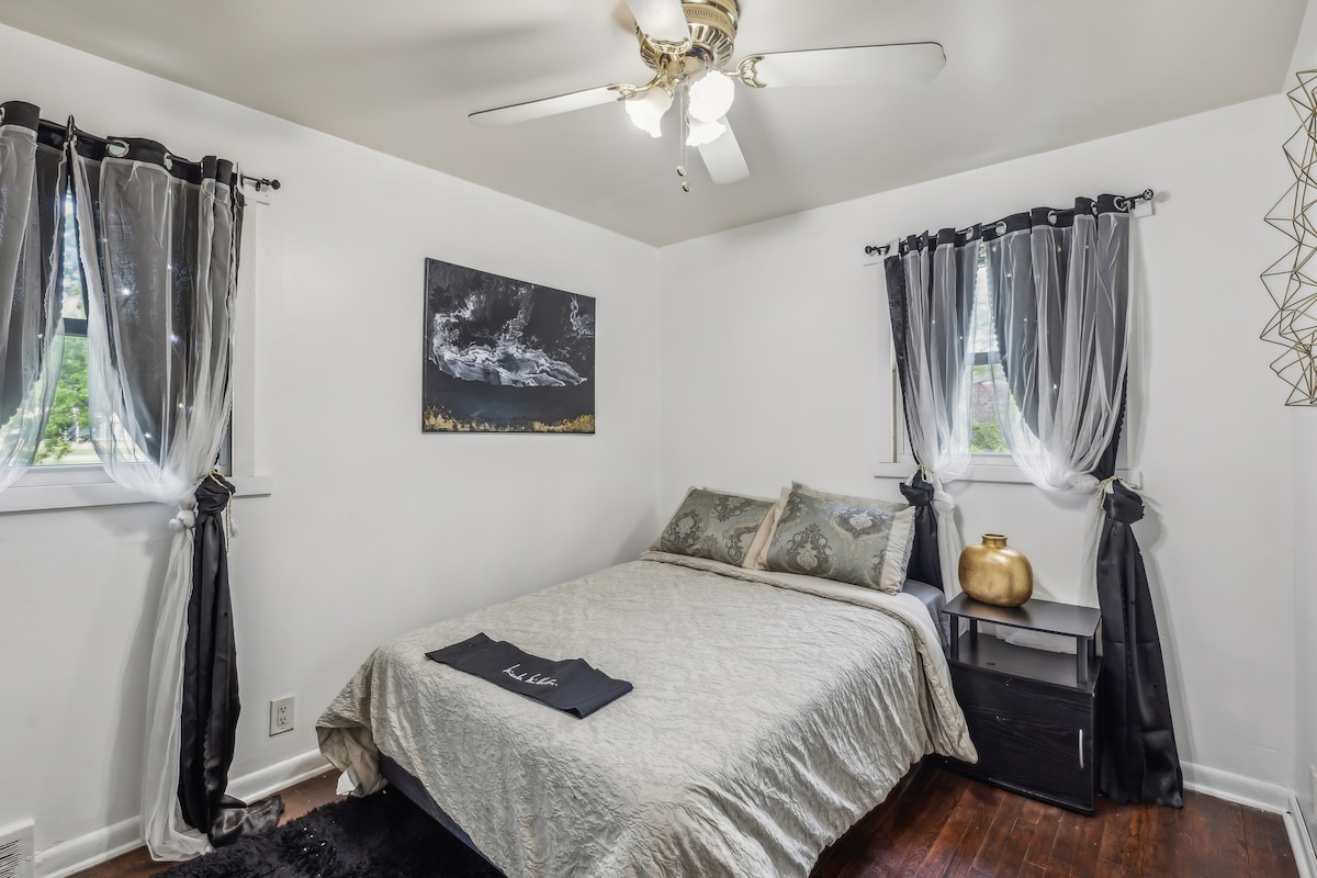 Interior, cama, habitación, muebles, ventilador de techo