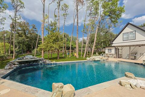 Your Rustic Retreat w Backyard Oasis, Pool, Patio