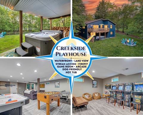 Waterfront Poconos | Hot Tub, Games & Dog-Friendly