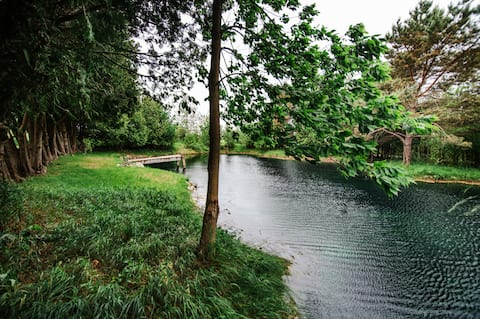 Modern Pondside Retreat W/ Hot tub