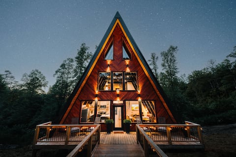 Hot Tub | A-Frame Cabin Sleeps 8 | Fire Pit | Pets