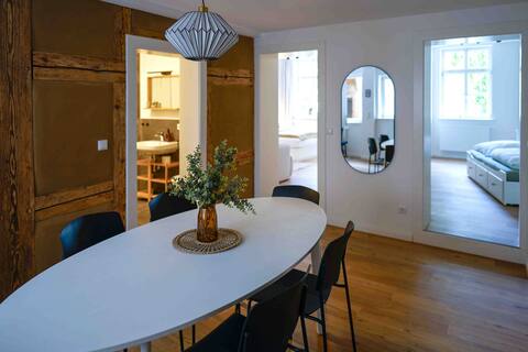 Stylish, modern old building apartment in the city