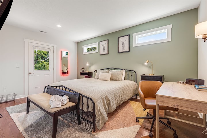 Like most bedrooms in the house, this also has direct access to the outdoors.