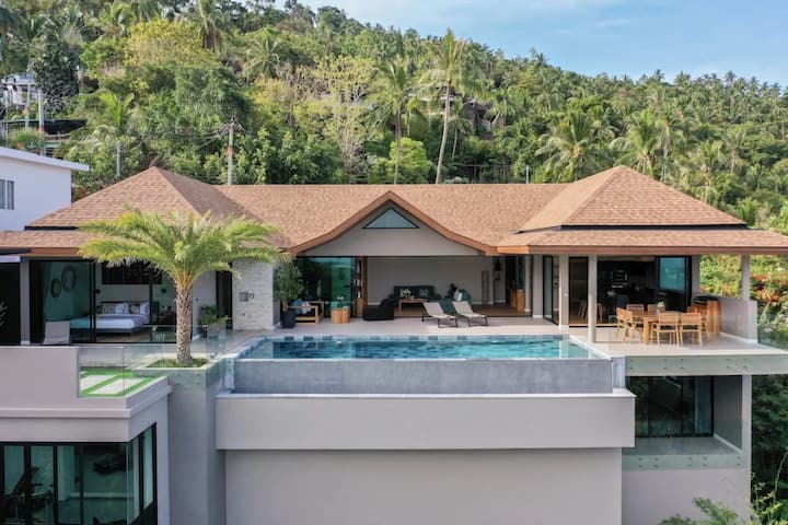 4BR Panoramic Sea View Villa Infinity Pool Samui