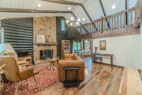 Spacious Soque Riverfront Mountain Log Cabin