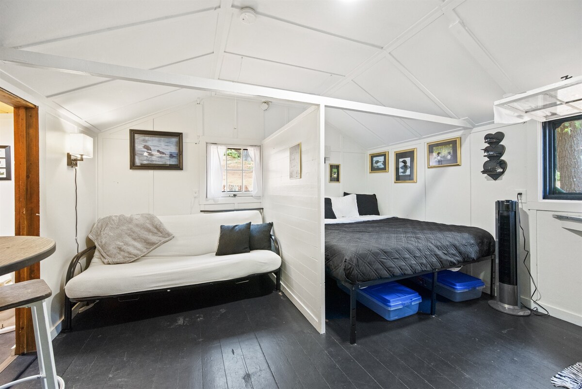 1 King Bed and futon.